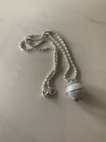 Pearlised Round Ball Caged Short Necklace Silver Plate