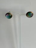 Stud Earrings Pierced medium Round Circle Blue Green Pink Purple colours