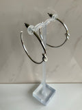 Large Hoop Earrings Silver Plate Plain Smooth Simple Knot Feature - Pierced Post