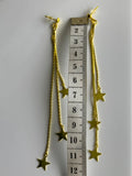 Long Chain Gold Plate Star Dangle Earrings Pierced - Stud & Clear Bullet Closure