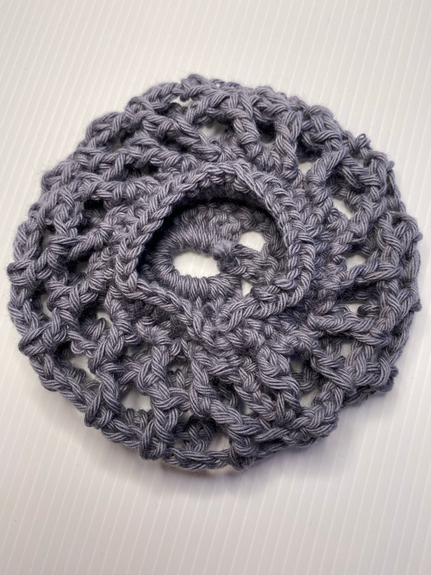 Crochet Hair Bun Net for Dance, Horse Riding, Wedding Handmade - Grey