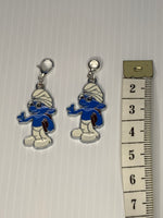 Brainy Smurf  Charm Clip-On, European, KeyRing, Zipper Pull, Handbag Dangle,Bracelet