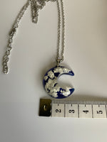 Half Moon Pendant Necklace Epoxy with Cloud Flakes Pendant on Fine Link Chain