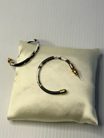 Large size Enamel Open Hoop Dangle Earrings Black & White -Pierced Earrings