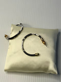 Large size Enamel Open Hoop Dangle Earrings Black & White -Pierced Earrings