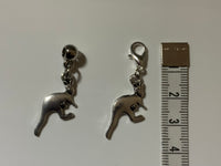 Handbag Dangle, Bracelet Charm, Zipper Pull, Charm Kangaroo Clip-On or Bail