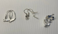 Silver Tone Double Bell Charm Dangle  Earrings Clear Crystals  Hook, Lever Pierced or Clip-on