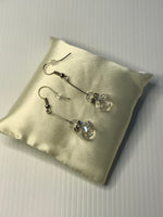 Long Crystal Clear Drop Dangle Earrings Pierced Hook Silver Plate Shiny Sparkle