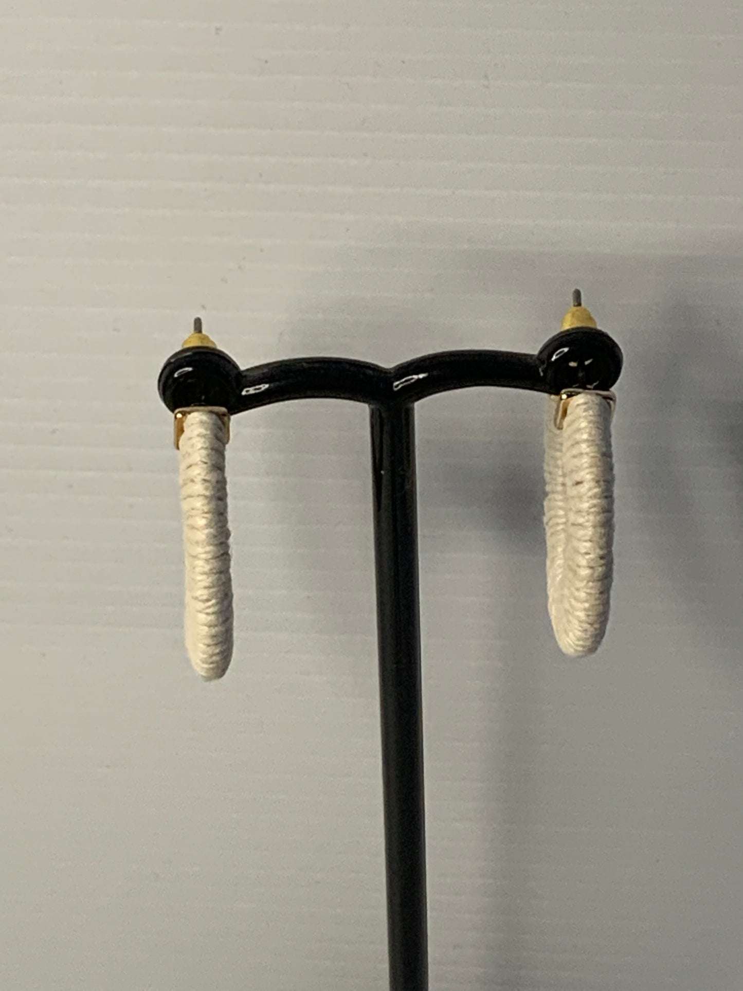 Cotton Weaved Open end Hoop Earrings Gold Plated Pierced Stud