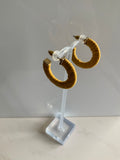 Cotton Weaved Open end Hoop Earrings Gold Plated Pierced Stud Mustard Golden