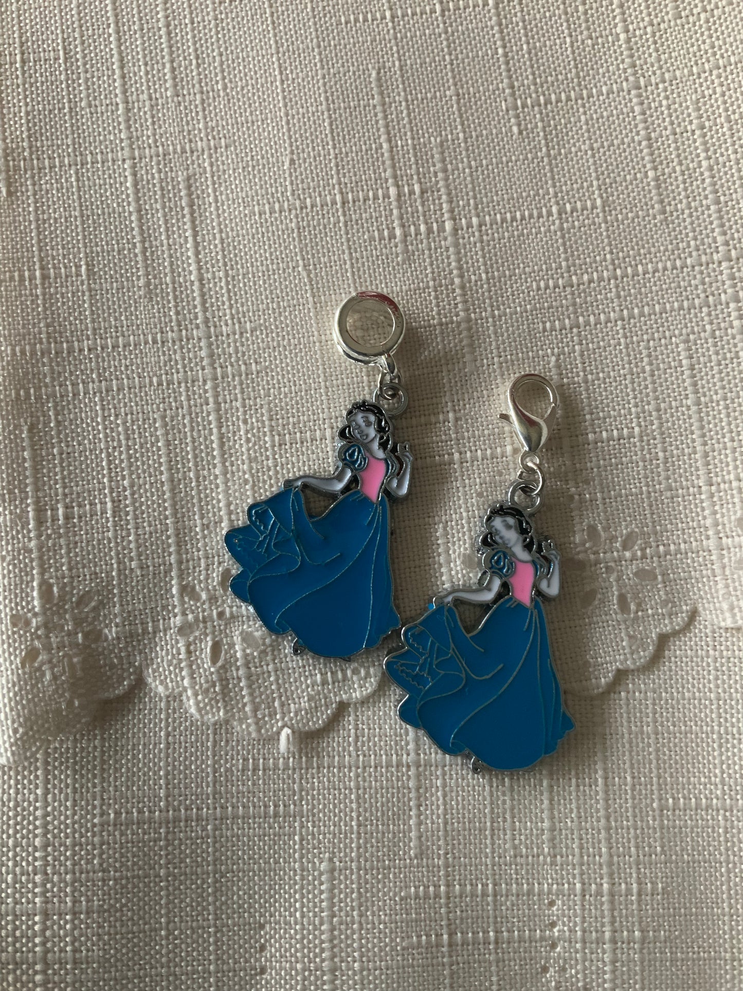 Princess Charm Clip-On European Bail  Bag Dangle Zipper Pull Key ring Charm