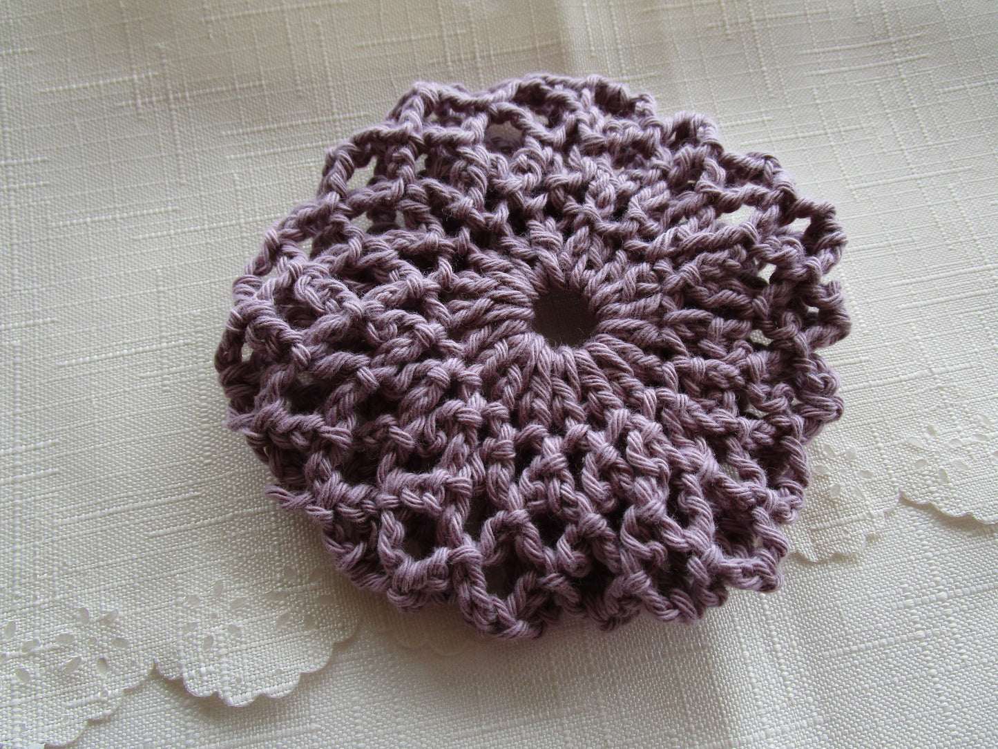 Crochet Hair Bun Net for Dance, Ballet, Horse riding -Handmade-Amethyst Light Purple