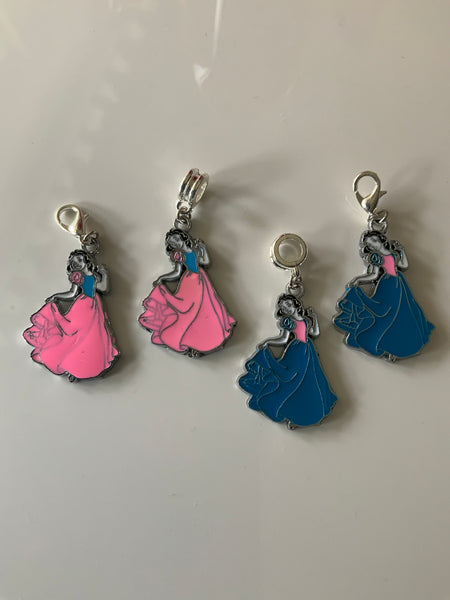 Princess Charm Clip-On European Bail  Bag Dangle Zipper Pull Key ring Charm