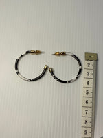 Large size Enamel Open Hoop Dangle Earrings Black & White -Pierced Earrings