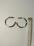 Large size Enamel Open Hoop Dangle Earrings Black & White -Pierced Earrings