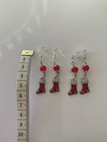 Red Crystal Christmas Stocking Charm Dangle Earrings Pierced and  Clip-On avail