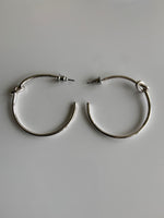 Large Hoop Earrings Silver Plate Plain Smooth Simple Knot Feature - Pierced Post