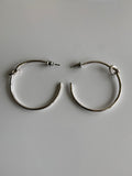 Large Hoop Earrings Silver Plate Plain Smooth Simple Knot Feature - Pierced Post