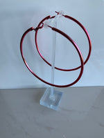 Huge Hoop Dangle Hot Pink Earrings Pierced - Extra extra Large Hoop Lever back
