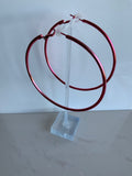 Huge Hoop Dangle Hot Pink Earrings Pierced - Extra extra Large Hoop Lever back