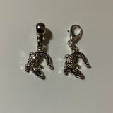 Handbag Dangle, Zipper Pull, Charm Crocodile Silver tone Clip-On or Bail