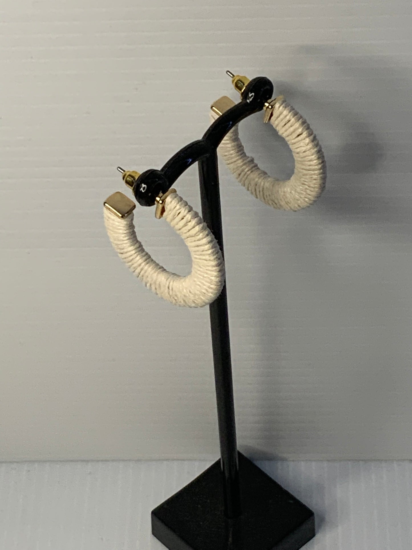 Cotton Weaved Open end Hoop Earrings Gold Plated Pierced Stud