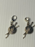 Knitting Needles and Yarn Charm, Handbag Dangle, Zipper Pull, Key ring, Bracelet