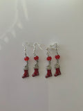 Red Crystal Christmas Stocking Charm Dangle Earrings Pierced and  Clip-On avail