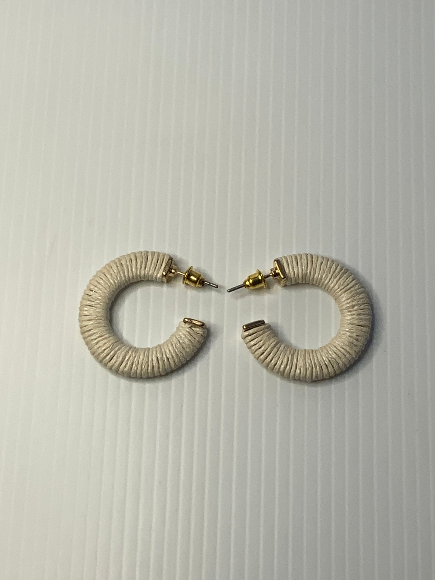 Cotton Weaved Open end Hoop Earrings Gold Plated Pierced Stud