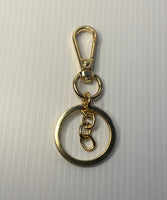 Gold Tone Lever Hook Key Ring with Large Split Ring and Link Chain