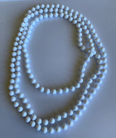 Long Strand White Bead Necklace slide over No Clasp