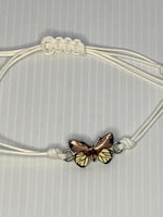 Adjustable Cord Bracelet with Butterfly Charm - Assorted Colours