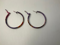 Floral Enamel Hoops Lever back Pierced Colourful