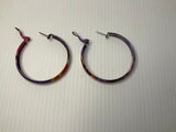Floral Enamel Hoops Lever back Pierced Colourful