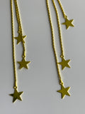 Long Chain Gold Plate Star Dangle Earrings Pierced - Stud & Clear Bullet Closure