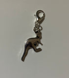 Handbag Dangle, Bracelet Charm, Zipper Pull, Charm Kangaroo Clip-On or Bail