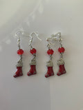 Red Crystal Christmas Stocking Charm Dangle Earrings Pierced and  Clip-On avail