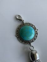 Pendant Dangle Turquoise A Chain Tassel Silver Plate Attachment Clasp
