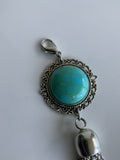Pendant Dangle Turquoise A Chain Tassel Silver Plate Attachment Clasp