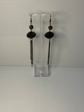 Long Beaded Chain Tassel Dangle Earrings Black Faceted Pierced Ears Hook