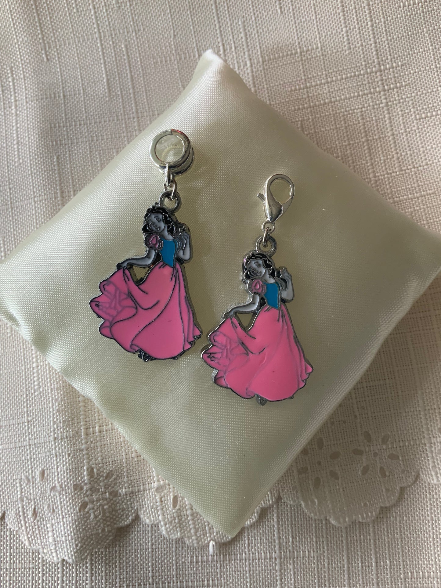 Princess Charm Clip-On European Bail  Bag Dangle Zipper Pull Key ring Charm