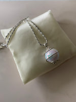 Pearlised Round Ball Caged Short Necklace Silver Plate