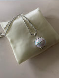 Pearlised Round Ball Caged Short Necklace Silver Plate