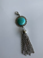 Pendant Dangle Turquoise A Chain Tassel Silver Plate Attachment Clasp