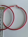 Huge Hoop Dangle Hot Pink Earrings Pierced - Extra extra Large Hoop Lever back