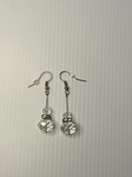 Long Crystal Clear Drop Dangle Earrings Pierced Hook Silver Plate Shiny Sparkle