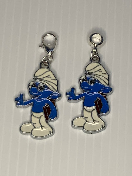 Brainy Smurf  Charm Clip-On, European, KeyRing, Zipper Pull, Handbag Dangle,Bracelet