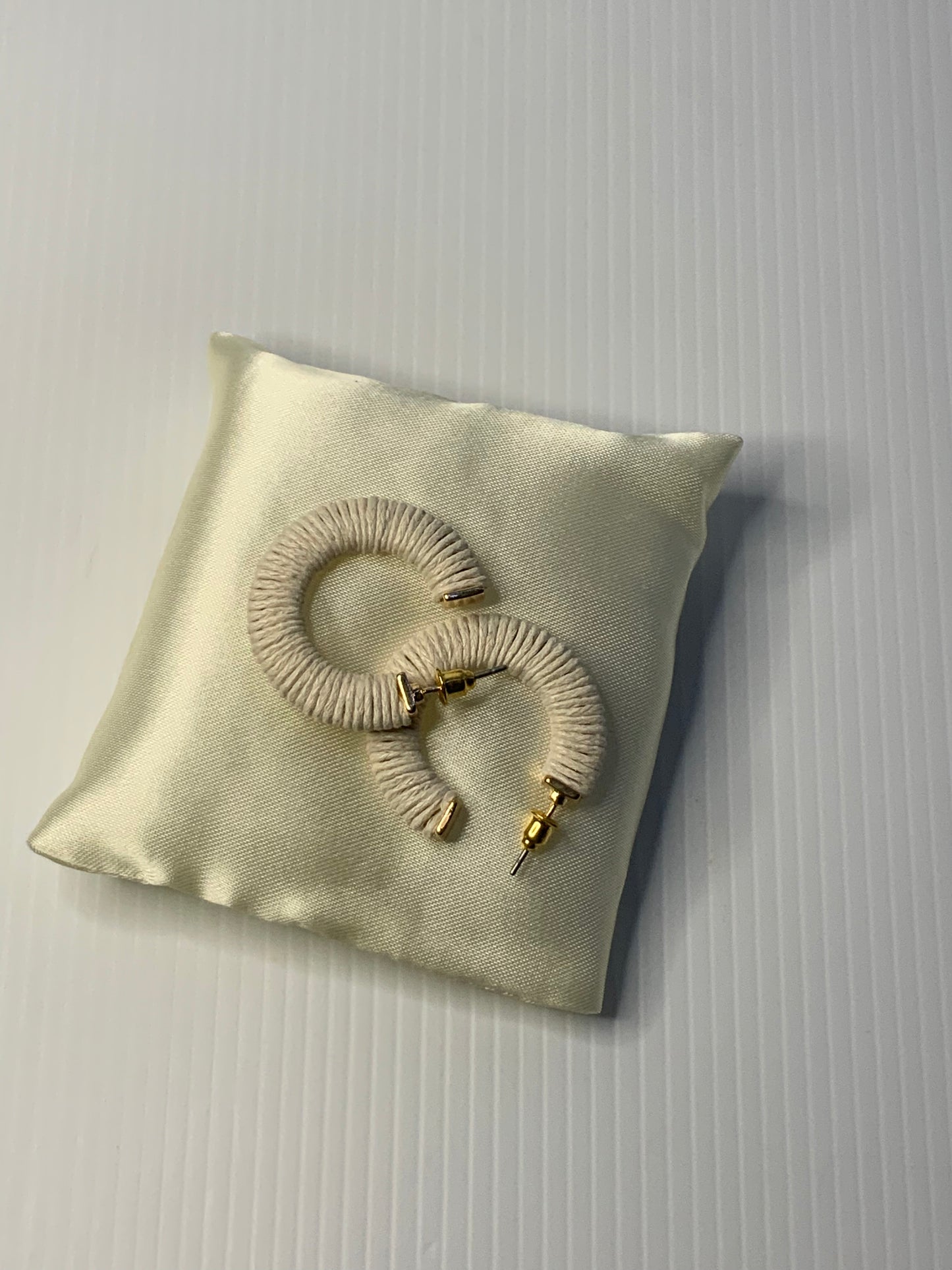 Cotton Weaved Open end Hoop Earrings Gold Plated Pierced Stud