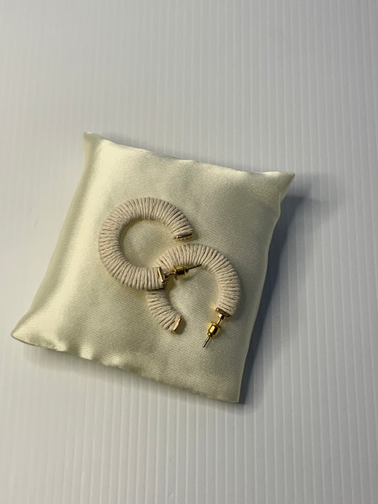 Cotton Weaved Open end Hoop Earrings Gold Plated Pierced Stud