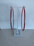 Huge Hoop Dangle Hot Pink Earrings Pierced - Extra extra Large Hoop Lever back